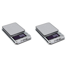 2X Sieradenweegschaal met Hoge Precisie, 1000GX0.01G Digitale LCD Count Elektronische Weegschaal Roestvrij Pocket Keukenweegschaal Opladen Via USB