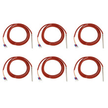 6X PT100 RTD Temperatursensor 6mmx80mm Klass B 2M Silikongelbelagd Tråd Platinamotstånd Pt 100 Rostfritt Stål