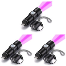 3X 395Nm UV Light Flashlight Blacklight USB Rechargeable LED Flashlight Waterproof Inspection Pet Urine Torch Lamp