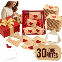 Coffret à mots doux à faire soi-même avec 30 mini cartes vierges et enveloppes pour lui/elle – Cadeau romantique pour la Saint-Valentin et