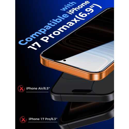 Συσκευασία 2 τεμαχίων για συμβατότητα με iPhone17Pro Max Προστατευτικό οθόνης από γυαλί 2