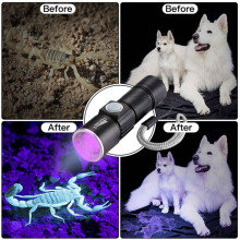 4X 395Nm UV Light Flashlight Blacklight USB Rechargeable LED Flashlight Waterproof Inspection Pet Urine Torch Lamp