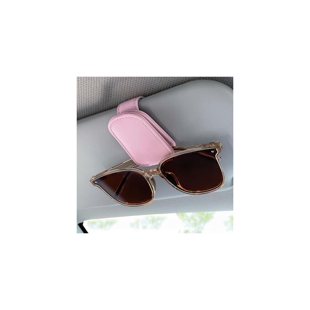 Magnetic Leather Sunglasses Holder For Car Visor Â Compatible With Ticket/Card Clip, Pink 9555307271062