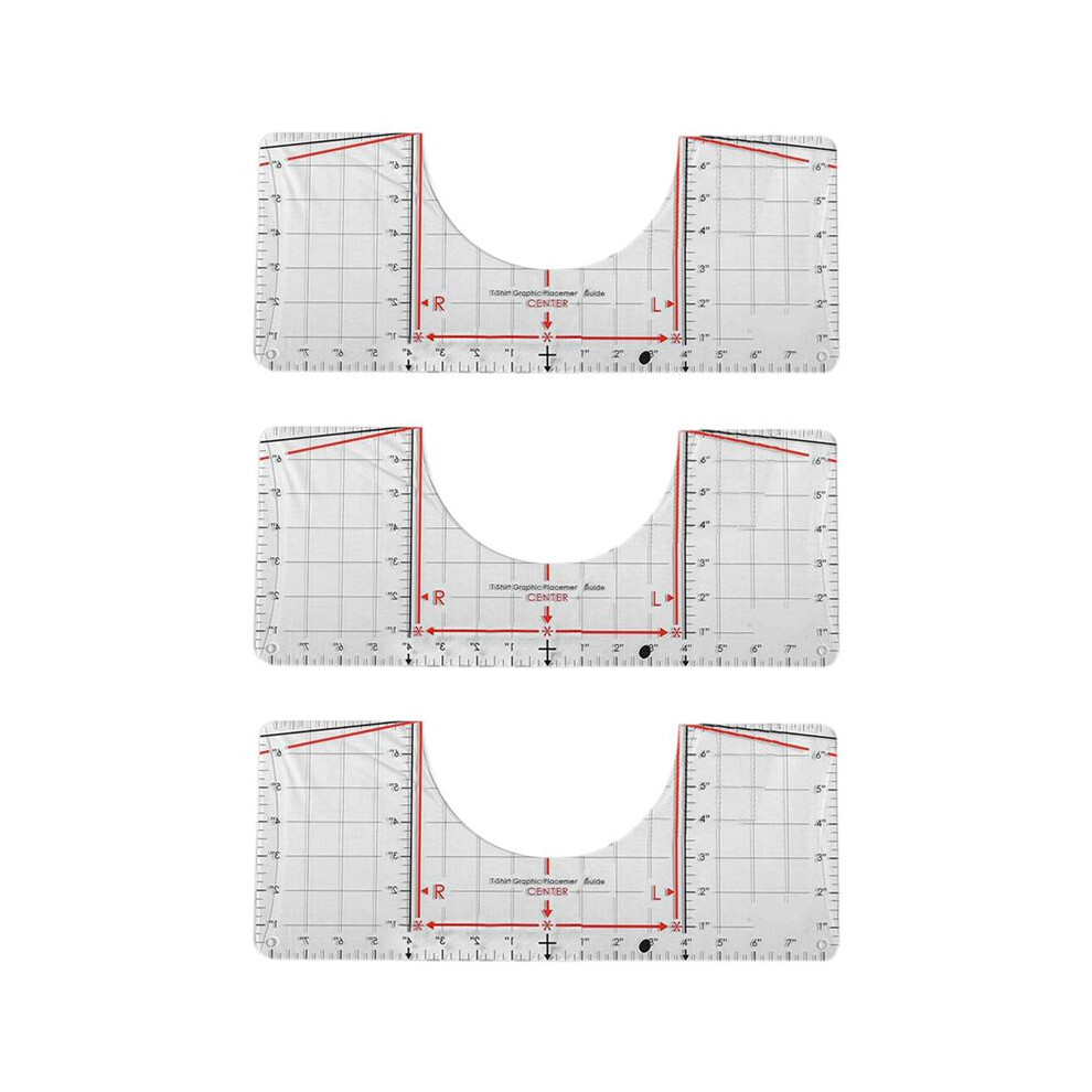 3X T-Shirt Ruler Guide For Vinyl Alignment And Centering Designs, T-Shirt Ruler Alignment Tool Neckline Measuring Tape 6031112673701