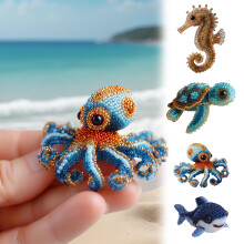 Octopus kralenborduurset, maritieme serie, 3,5 inch