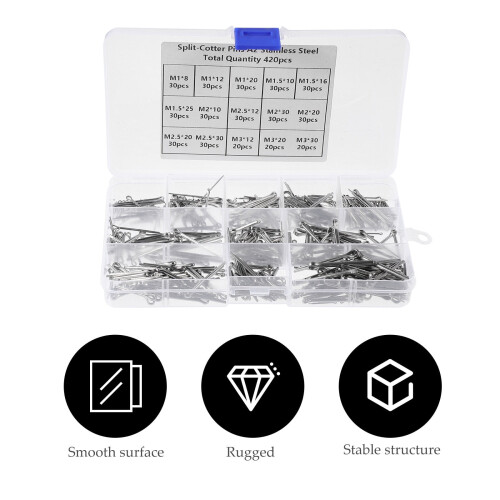 Mizh420pcs304Κιτ συναρμολόγησης κλειδιού με κλιπ καρφίτσας από ανοξείδωτο ατσάλι 2