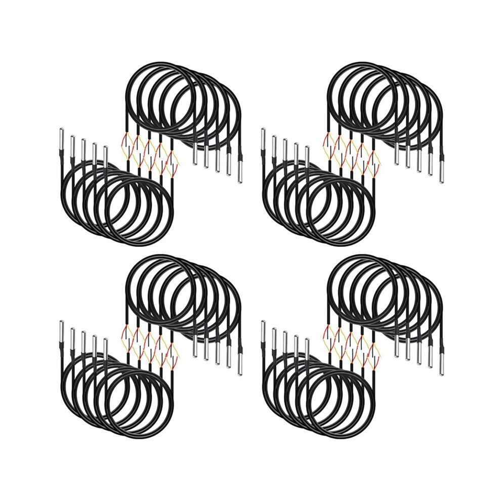 40Pcs Waterproof Ds18b20 Temperature Sensor, Digital Temperature Thermal Cable Temperature (-55- +125) - 1 Meter/3.2Ft 6031331285075