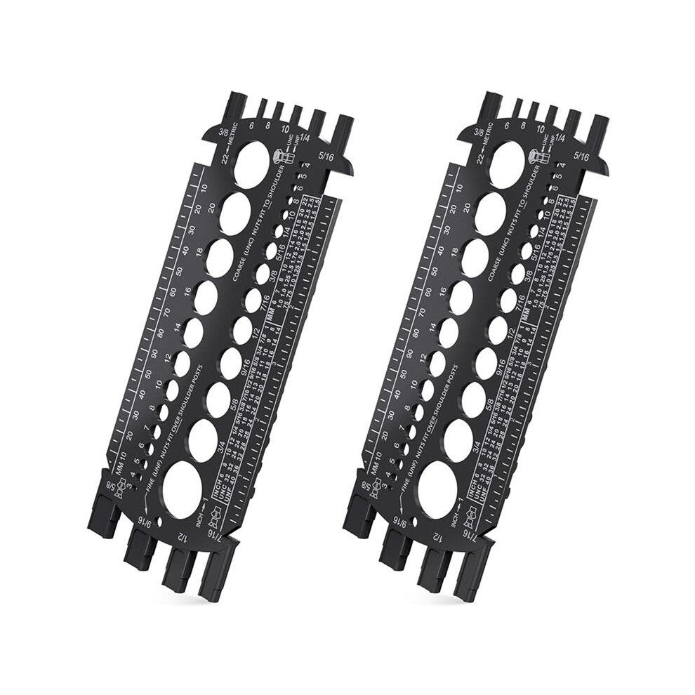 2X Bolt Gauge (Metric And Sae),Bolt Sizer For Quickly Sizing Nuts And Bolts, Plastic Bolt Measuring Tool,Black 6032183236536