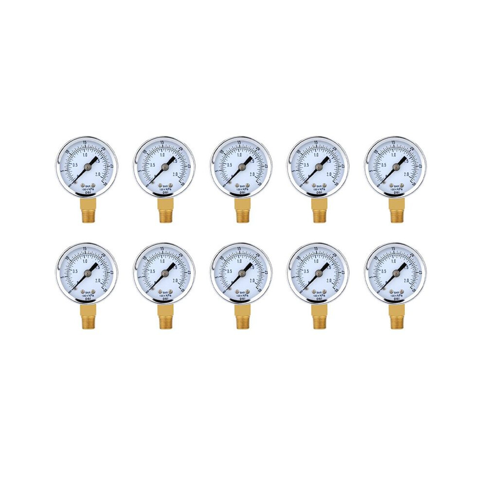 10X Pressure Gauge - 0 - 30 Psi 0 - 2 Bar Dial Gauge Compressor Meters Hydraulic Pressure Gauge Gage Black 6031794406079