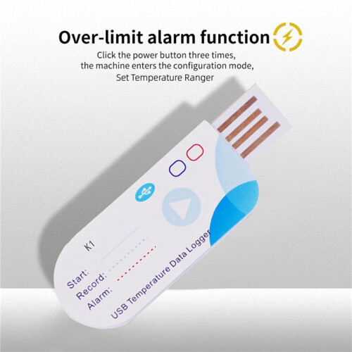 5X USB Temperatur Data Logger 14400 Points USB Report 60 Days IP65 Disposable Recorder 2