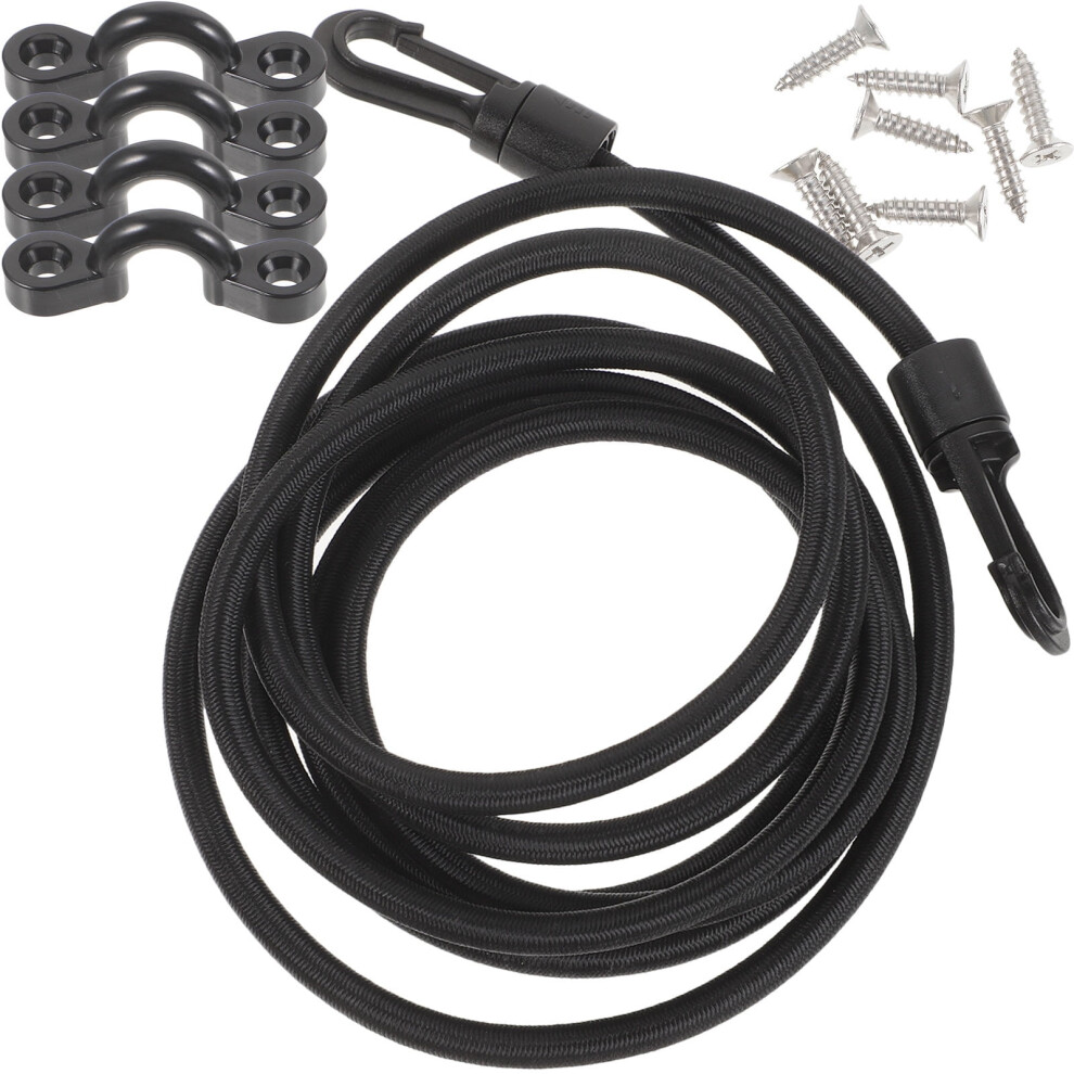 1 Set Bungee Cord Black Elastic Rope For Boat Docking Kayak Canoes Motorboats Ship Outdoor Sports 11.8X0.2in 9555307271949