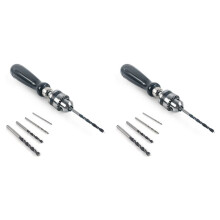 2X Pin Vise Hand Drill Bits, Twist Drill Bits Set, for Woodworking Precision DIY Model Jewelry Walnut Amber