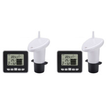 2X Misuratore di Livello del Liquido Serbatoio 'Acqua Ad Ultrasuoni Wireless con Sensore Temperatura Visualizzazione Tempo del Livello 'Acqua