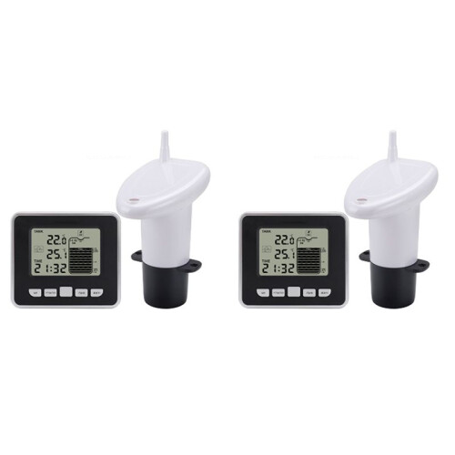 2X Wireless Ultrasonic Water Tank Liquid Level Meter with Temperature Sensor Water Level  Display 1
