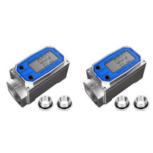 2Satz 1 Zoll Kraftstoffdurchflussmesser mit 3/4 Zoll Adaptern, Digitaler Turbinendurchflussmesser 2,5-31 GPM Inline NPT Gewinde DieselDurchflussmesser