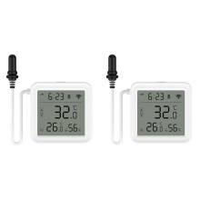 2X Tuya Home WiFi Temperatuur- en Vochtigheidssensor met 1M Externe Sonde App Temperatuur-Vochtigheidsmeter op Afstand Weergeven
