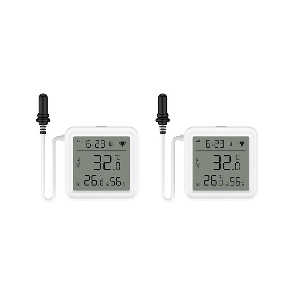 2X Tuya Home Wifi Temperature & Humidity Sensor With 1M External Probe App Remote Viewing 6033246302618