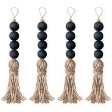 Closet Art Farmhouse Rustic Wood Bead Garland Home Decor Hanging Drawer Knob Gift Pendant Door Handle with Tassels
