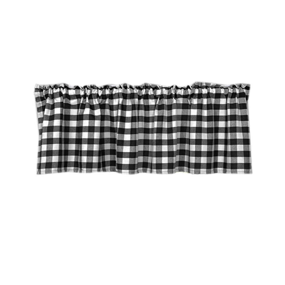 Plaid Valances for Kitchen Farmhouse Check Plaid Valances for Window Treatment Decor (Black and White)