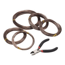 5 Roll Tree Training Bonsai Wire Cutter Anodized Aluminum Wire for Holding Bonsai Branches Small Trunks (Brown)
