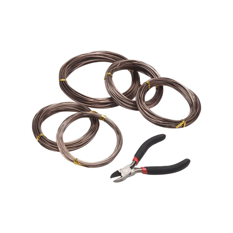 5 Roll Tree Training Bonsai Wire Cutter Anodized Aluminum Wire For Holding Bonsai Branches Small Trunks (Brown) 4713372389081