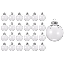 24PCS Clear Plastic Fillable Christmas Balls 8cm DIY Xmas Tree Ornament Decoration Arts Crafts