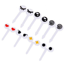 10 Pieces of Cute Cartoon Eyes Lunch Box Decoration Fork Fruit Fork Dessert Fork