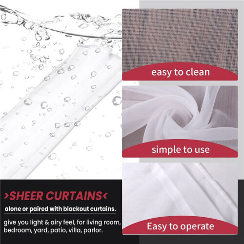 Window White Sheer Curtains 90 Inches Long 2 Panels Sheer White Curtains Clear Curtains Basic Rod Pocket Panel 1