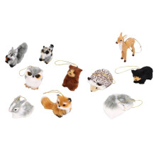 10 Pieces of Stuffed Animal Decoration Woodland Furry Animal Ornaments Hanging Fur Christmas Ornament Decoration