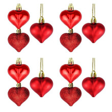 Valentines Day Heart Ornaments,Classic Red Heart Shaped Hanging Baubles,Valentine's Day Heart Decoration