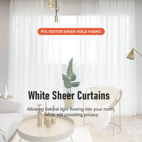 Window White Sheer Curtains 108 Inches Long 2 Panels Sheer White Curtains Clear Curtains Basic Rod Pocket Panel 1