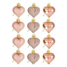 Valentines Day Heart Ornaments,Classic Champagne Heart Shaped Hanging Baubles,Valentine's Day Heart Decoration