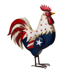 DéCor de Porche de Coq Patriotique en MéTal, Sculpture de Figurine de Poulet de Cour, pour le 4 Juillet, Jour de L'IndéPendance des ÉTats-Unis