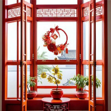 Chinese New Year Wreath Winter Wreath Front Door 2024 Wreath Artificial Wreath for Indoor, Celebration, Festival, Garden