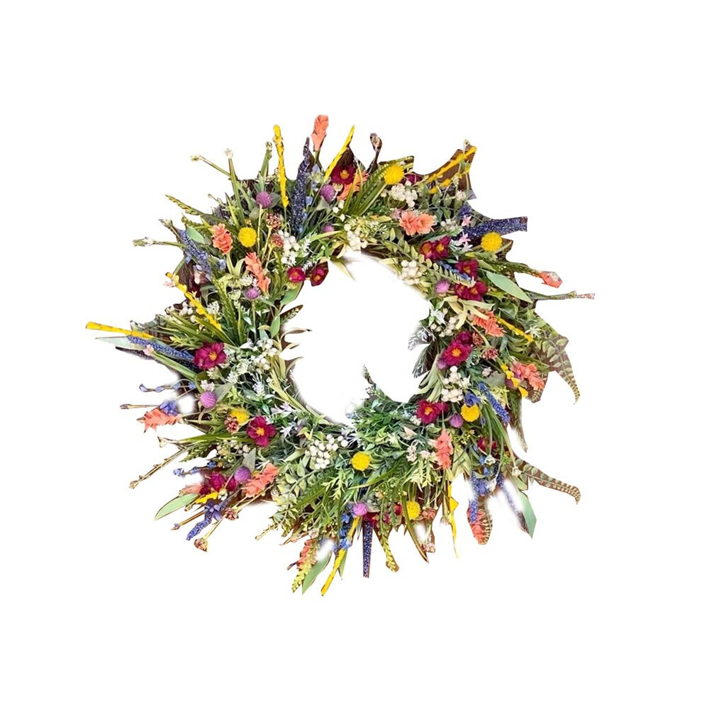 Spring Artificial Daisy Wreath Wildflower Summer Silk Wreaths For Front Door Home Wall Farmhouse Holiday Decor Lavender