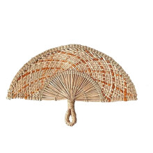 Ventola Appesa In Alga Marina Intrecciata A Mano con Manico Avvolto Stile Boho Design Unico da Appendere Alla Parete Ventilatore Fatto A Mano per