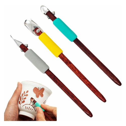 Clay Pottery Sculpting Tools Set Pottery Clay Sculpture Caving Scraper  Modelling Tools Yellow+Grey+