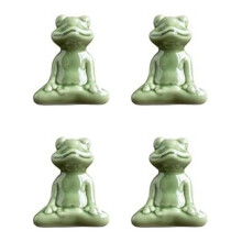 4 Stück Frosch-Ornamente, Kleiner Keramik-Frosch, Dekorativer Teetisch, Schreibtisch, Teebevorzugung, Teespieler-Dekoration, Einrichtung, C