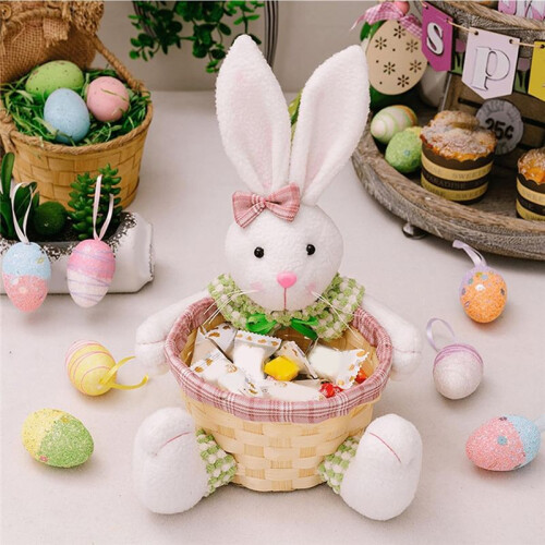 Easter Candy Dish, Bunny Easter Basket, Easter Candy Storage Basket, Gift Box for Table Decor Easter Gift,A 1