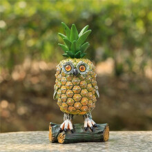 Cute Owl Shape Resin Ornaments Pastoral Small Pineapple-Owl for Outdoor and Indoor Art Garden Courtyard Decor