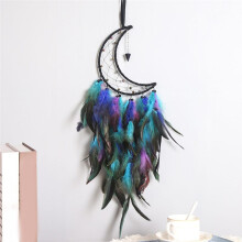 Mond-Traumfänger, Handgefertigter Feder-Traumfänger, Boho-Wandbehang, Ornament, Segensgeschenk für Schlafzimmer, Party-Dekoration