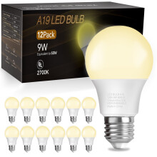 A19LED-lampen, equivalent aan 60W, 2700K zacht wit, 9W 800 lumen, E26-fitting, UL-gecertificeerd, verlichting voor slaapkamer, woonkamer,