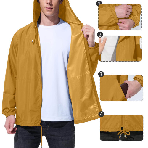 Ανδρικό ελαφρύ αδιάβροχο μπουφάν softshell, με πλήρες φερμουάρ και κουκούλα, 2