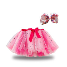 Mini spódniczka tutu dla małych dziewczynek, śliczna, imprezowa, do tańca, z tęczową siateczką, cekinami, tiulową spódniczką, kokardą i