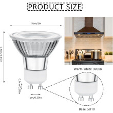 Becuri LED GU10 JINYUN6W pentru hotă, echivalent halogen 50W, alb cald 3000K, 550LM, rezistente la apă IP65, reglabile, pachet de 2