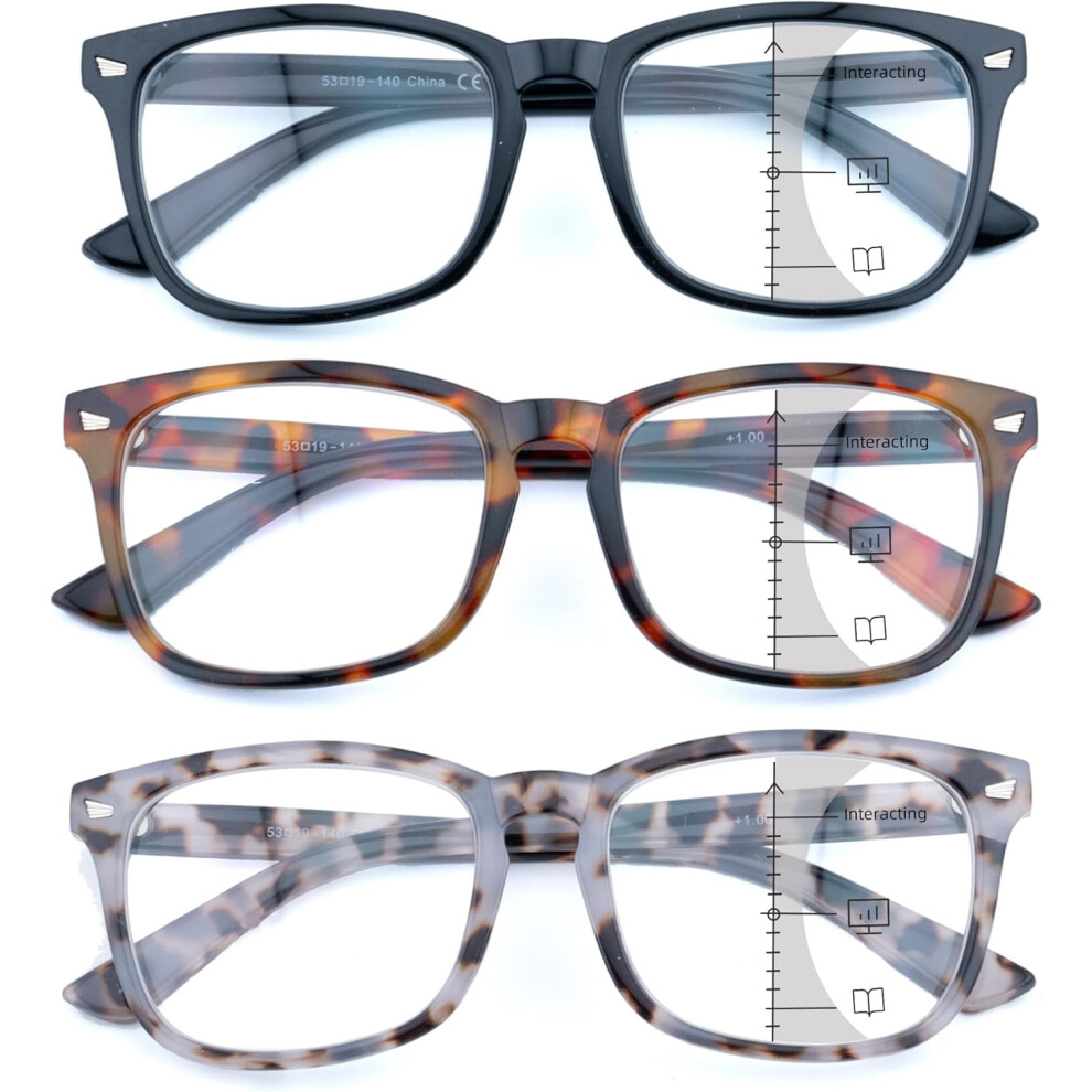3 Pack Rectangular Bifocal Reading Glasses