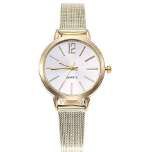 Damen-Armbanduhr aus Edelstahl mit Mesh-Armband, Quarz-Analog-Uhr