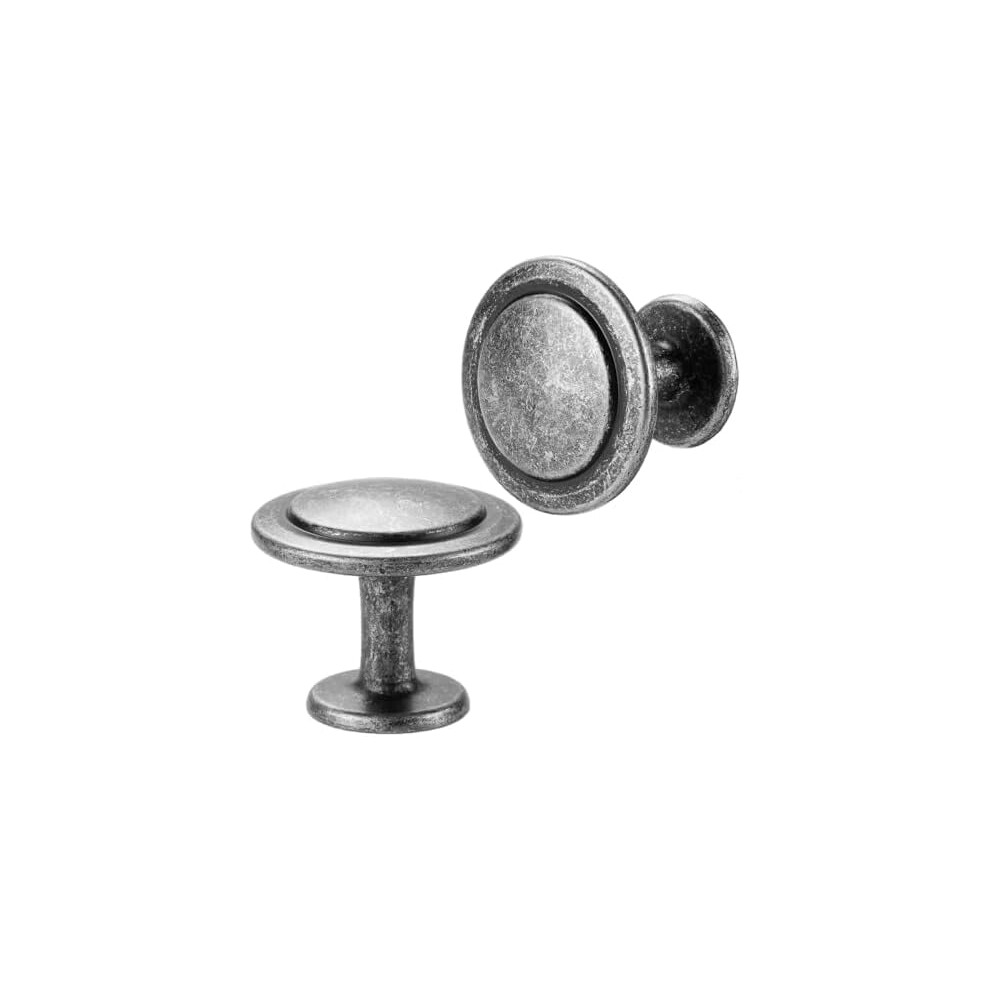 Antique Iron Cabinet Knobs, 10-Pack 1.25" Round Single-Hole Pulls For Kitchen, Bedroom & Bathroom Cabinets Â Compatible With Standard Holes 9402001868961