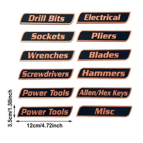 Toolbox Labels 3D Printed Reusable 12 Pack 2