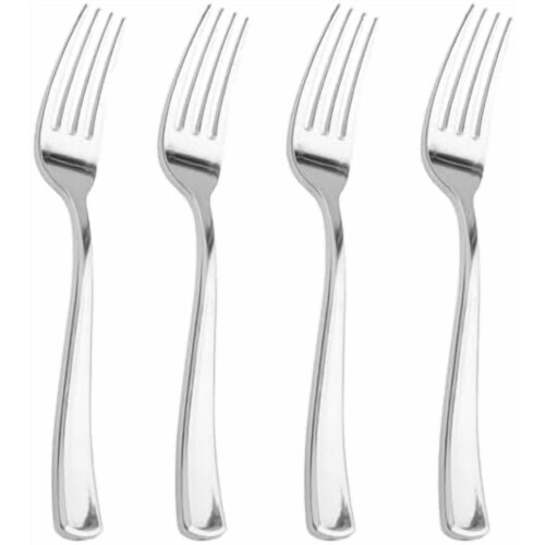 Set di posate in plastica dorata da 200 pezzi: forchette, cucchiai e coltelli.